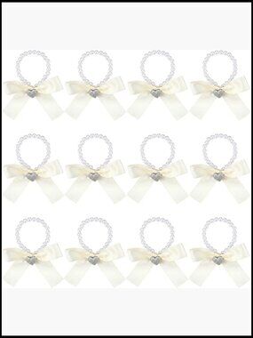 Set of 12 Pearl Corsage Wristlets Elastic Stretch Bracelets Wedding Party